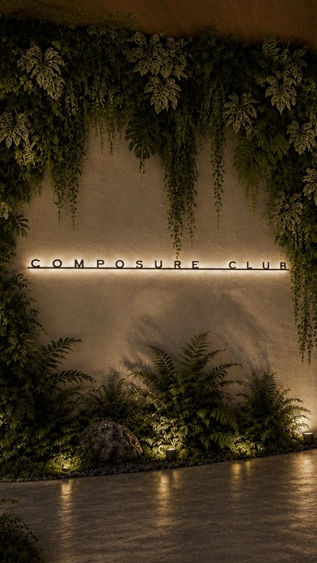 Composure Club entrance signage at the Boca Raton storefront